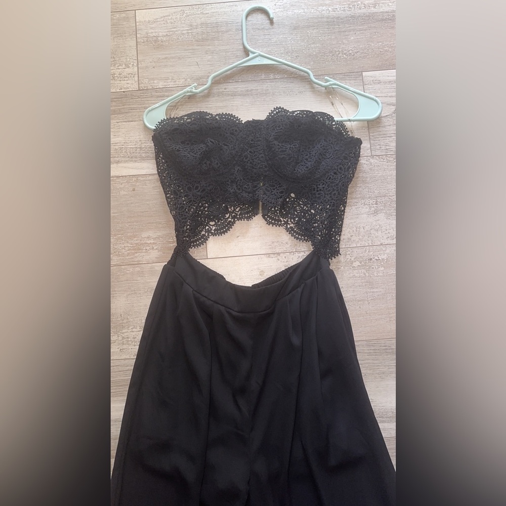Fashion Nova black lace jumpsuit